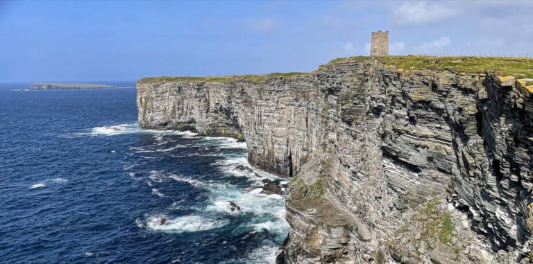 Walking in the footsteps of Vikings in Orkney Stellar birdwatching day on Marwick Head (Brough of Birsay top left), Orkney, Scotland © copyright Matthew Brace