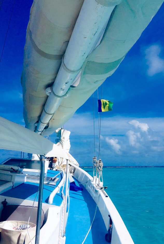 Sailing to paradise: approaching Petit St Vincent on a sloop called Bounty. © copyright Matthew Brace